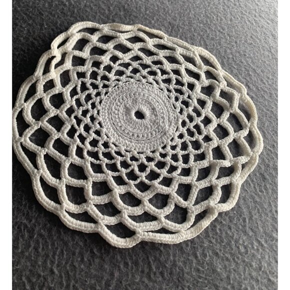 Handmade White Crochet Doily Set of Two For Home Decor & Craft Projects - Picture 4 of 12